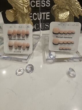 Manicure & Pedicure Press-On Nails Set with Black Accent